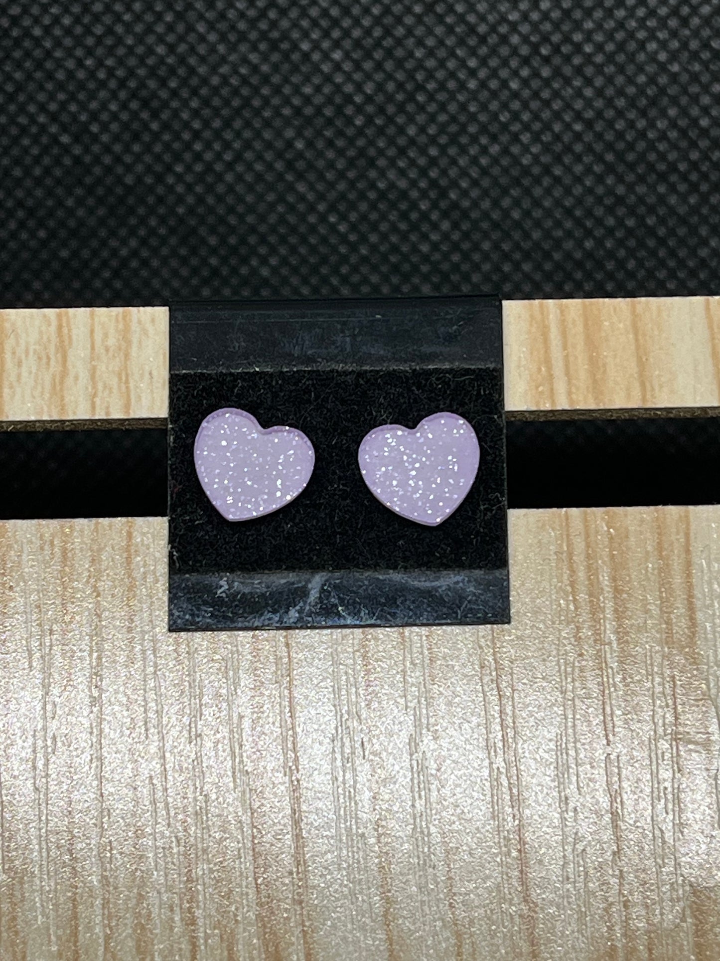 Purple heart stud earrings, E867