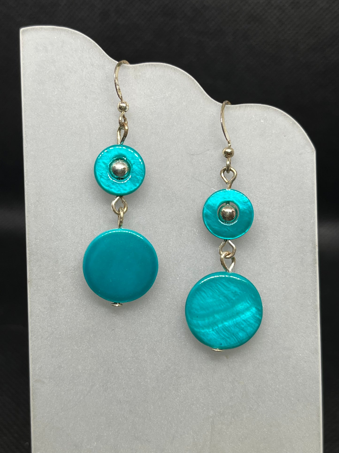 Teal circle dangle earrings E817