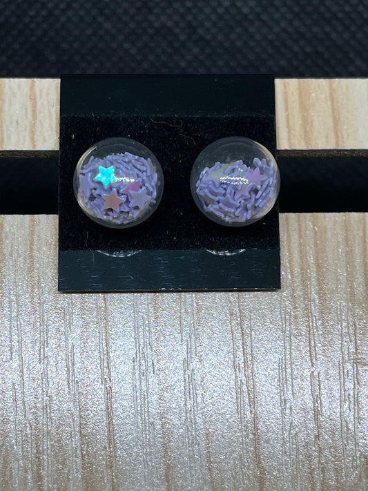 Purple stars stud earrings E868