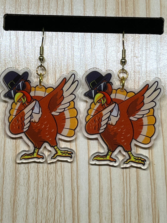 Dabbing turkey earrings TK17