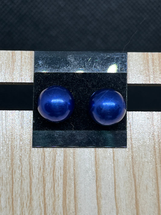 Dark blue pearl earrings E915