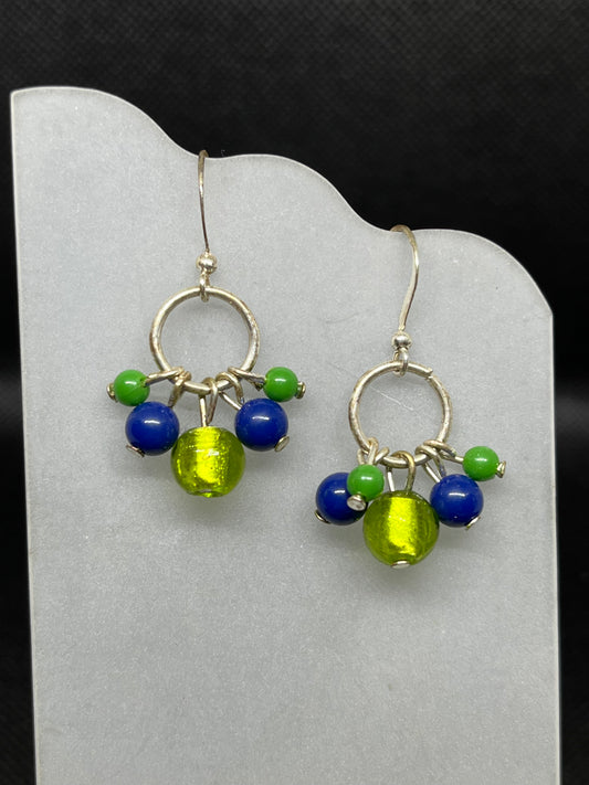 Blue and green dangle earrings E827
