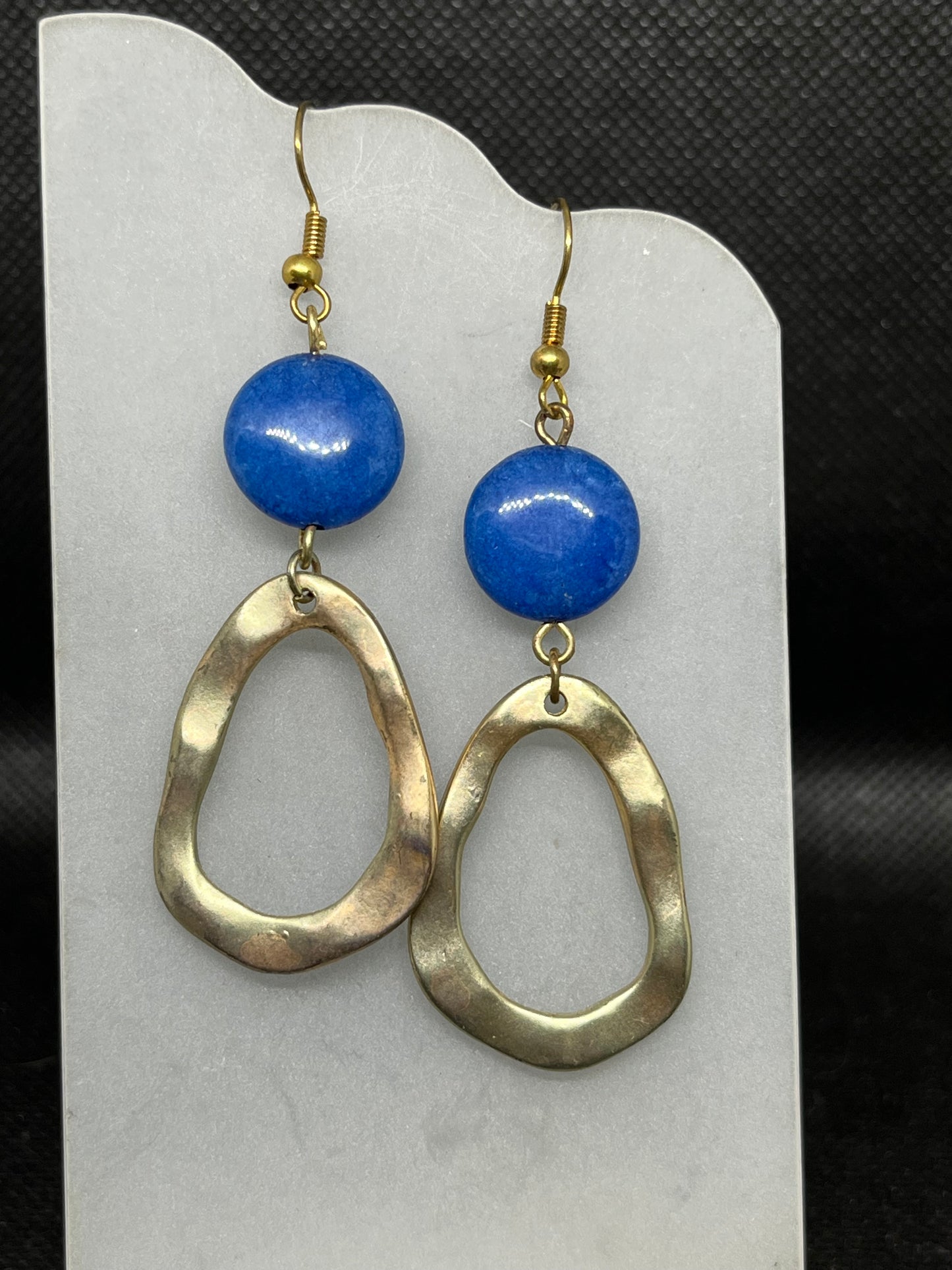 Blue and gold drop earrings E839