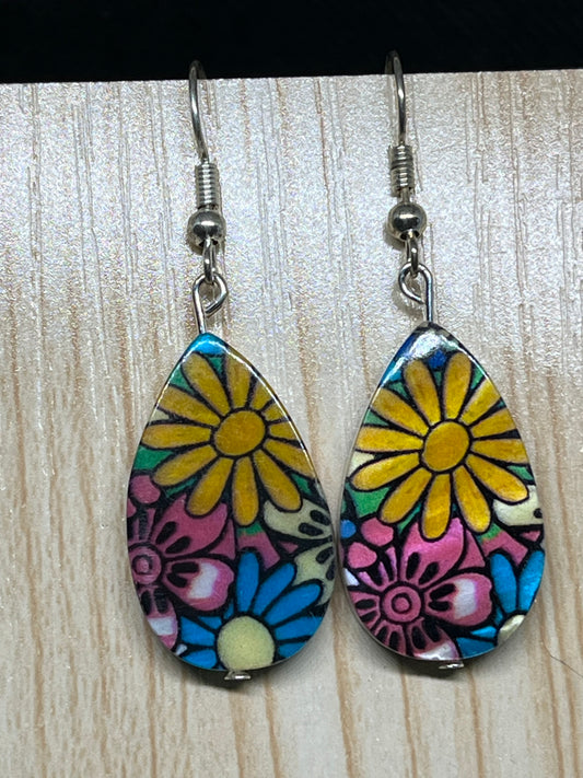 Flower drop earrings E165