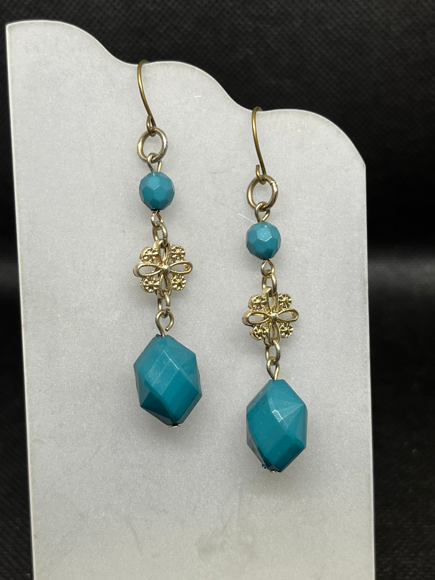 Dark teal dangle earrings E824