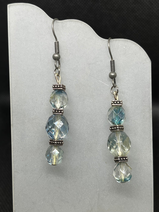 Pale blue glass bead dangle E830