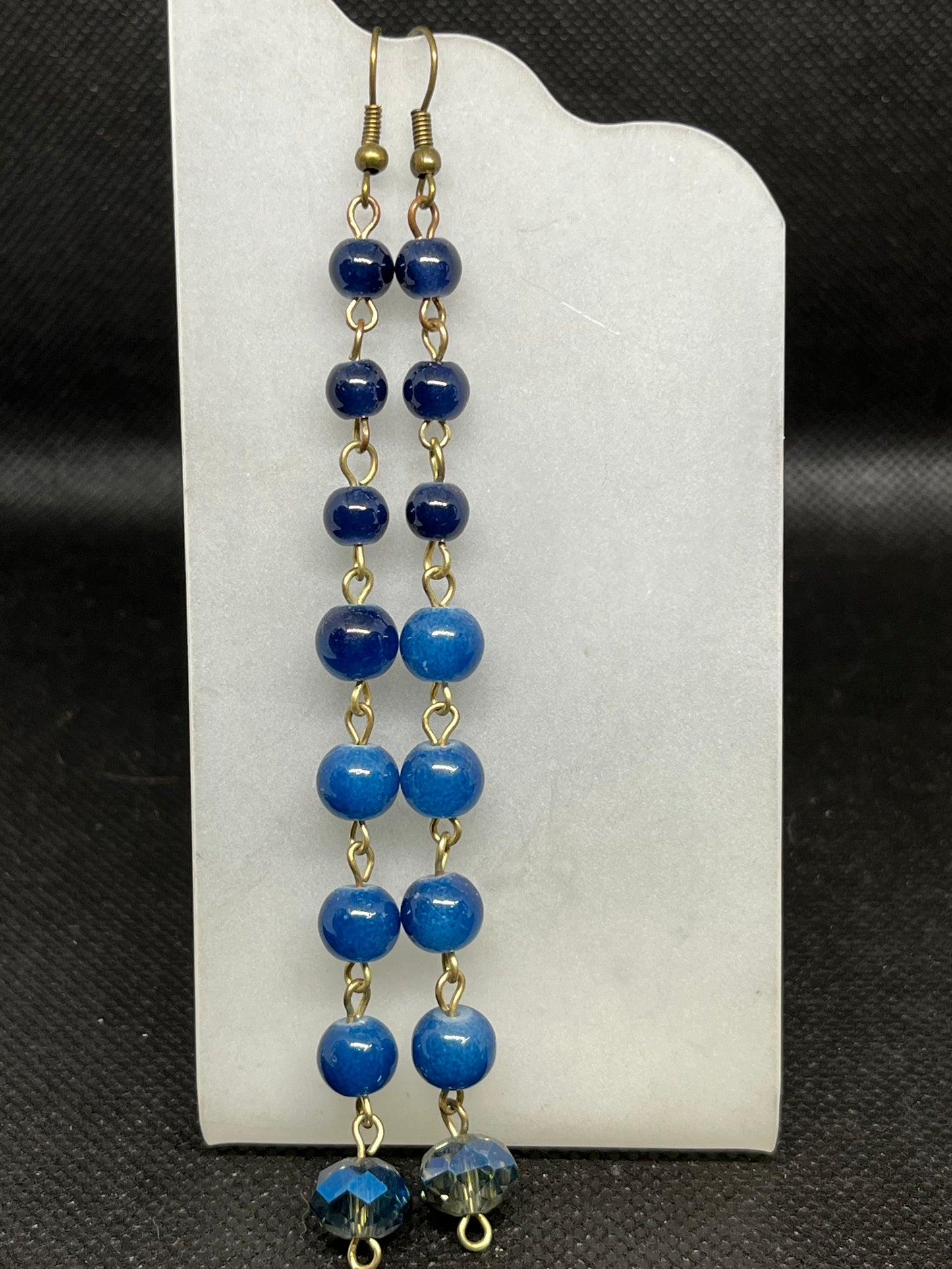 Blue bead drops earrings E838