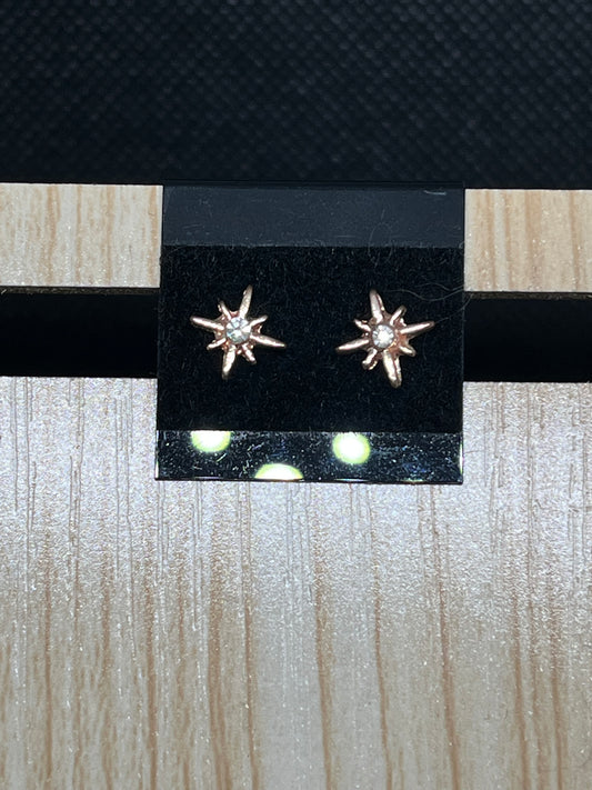 Rose gold star stud earrings E877