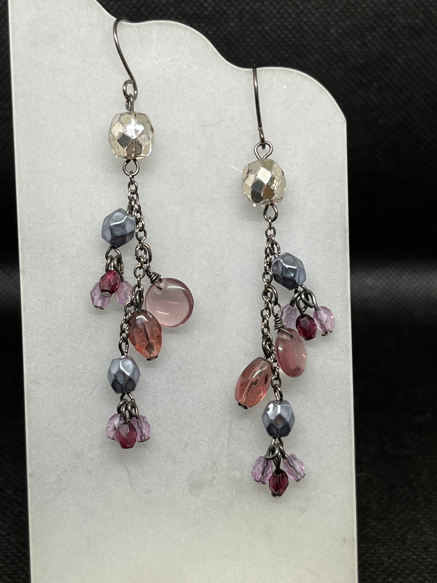 Purple dangle earrings E842