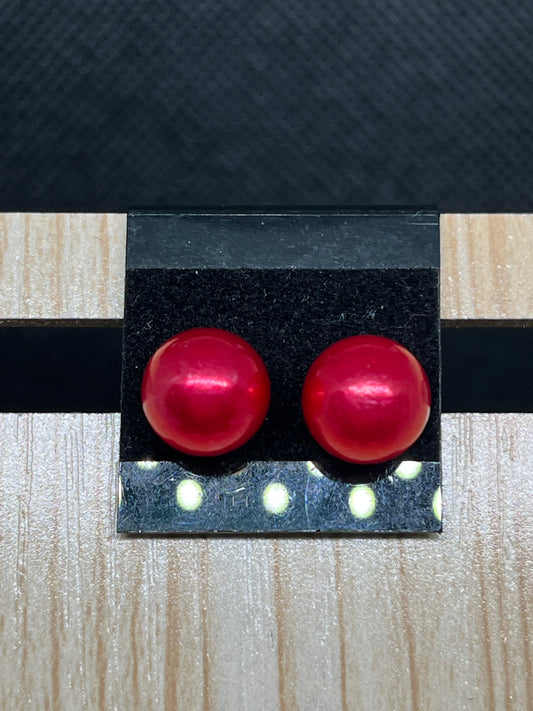 Red pearl earrings E910