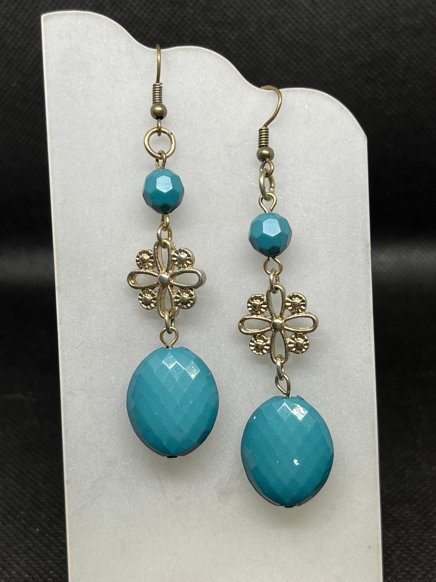 Dark teal dangle earrings E823
