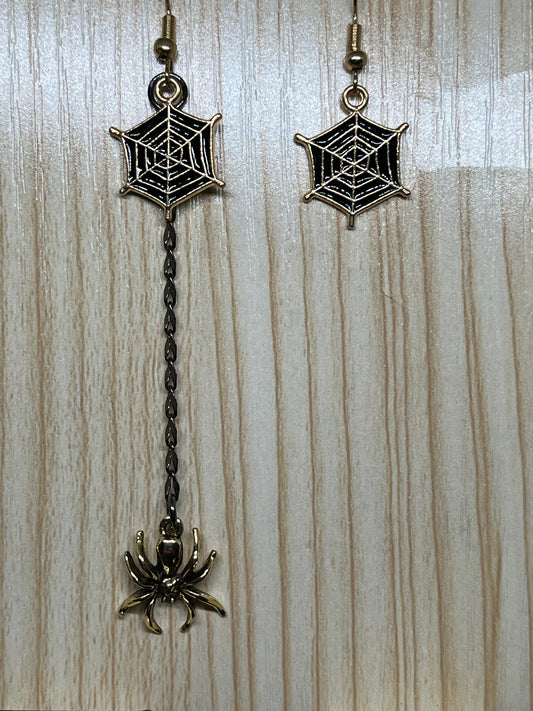 Spider and web earrings H195