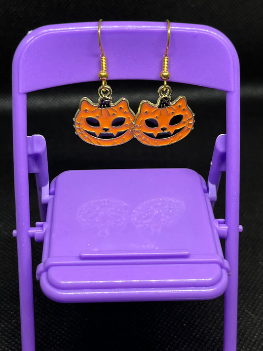 Cat pumpkin earrings H50