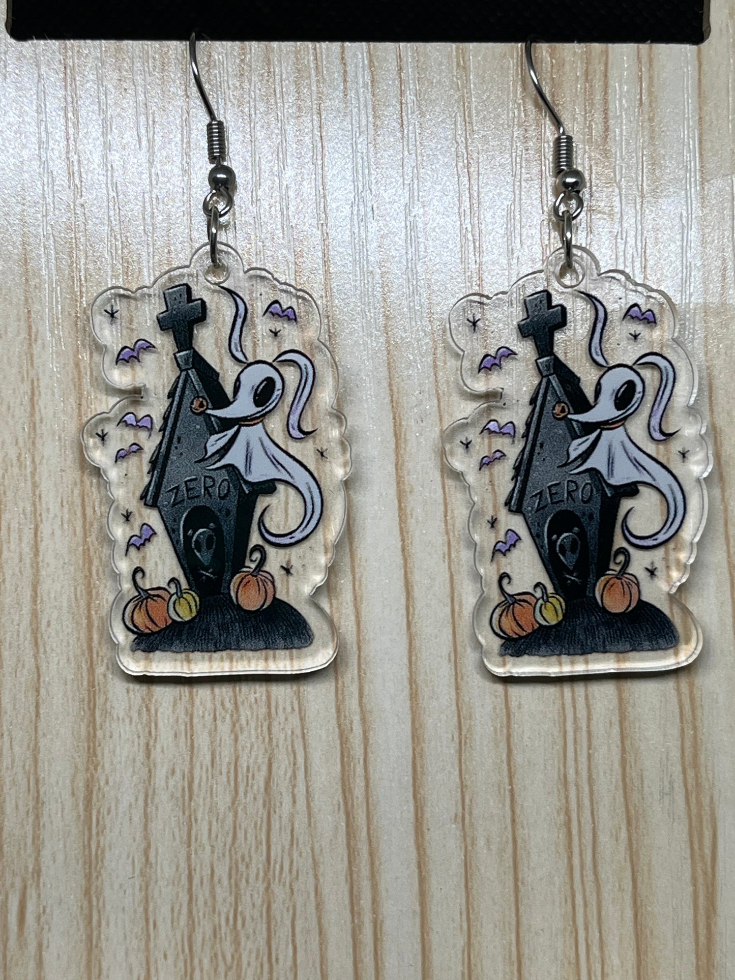 Ghost dog at grave earrings H189