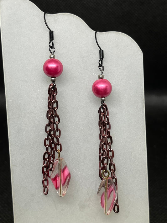 Pink dangle earrings E798
