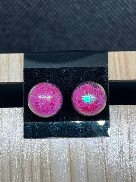 Pink star stud earrings E869