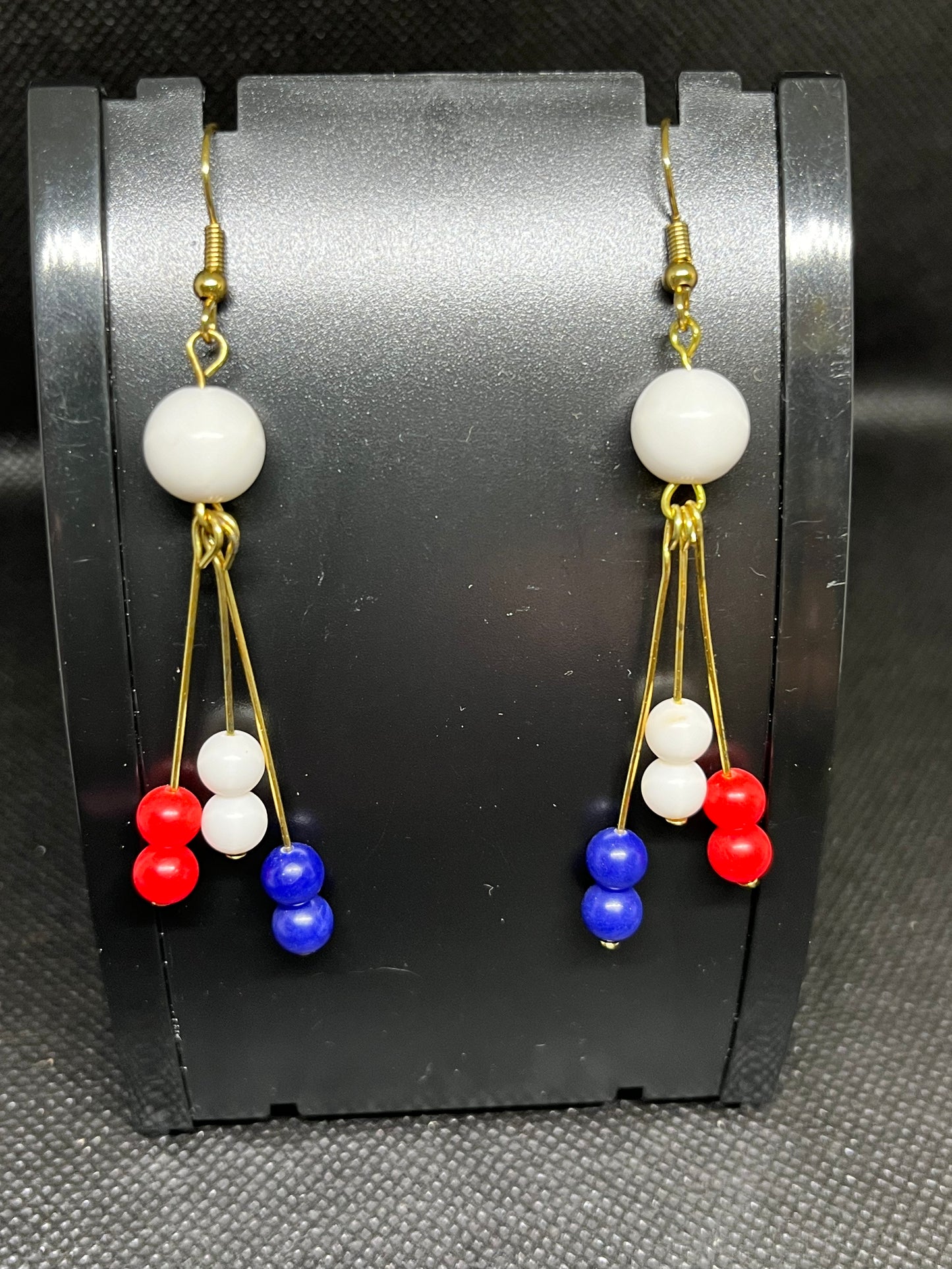 Red, white and blue dangle earrings J2